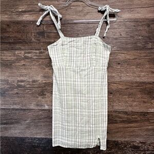 Hollister Cream and Green Plaid Mini Dress